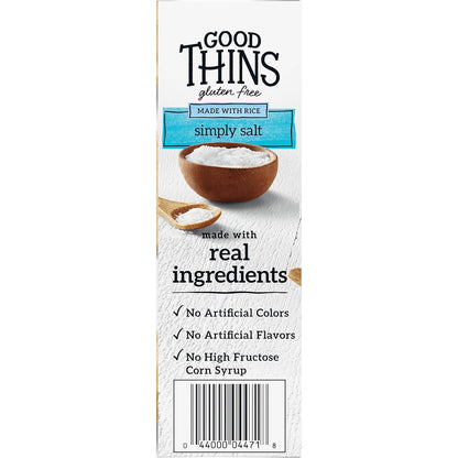 Good Thins Simply Salt Rice Snacks Gluten Free Crackers for Hiking Backpack, Durable Round Shape That Won't Crumble on the Trail