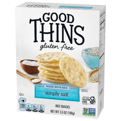 Good Thins Simply Salt Rice Snacks Gluten Free Crackers for Hiking Backpack, Durable Round Shape That Won't Crumble on the Trail