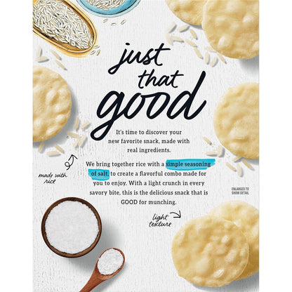 Good Thins Simply Salt Rice Snacks Gluten Free Crackers for Hiking Backpack, Durable Round Shape That Won't Crumble on the Trail