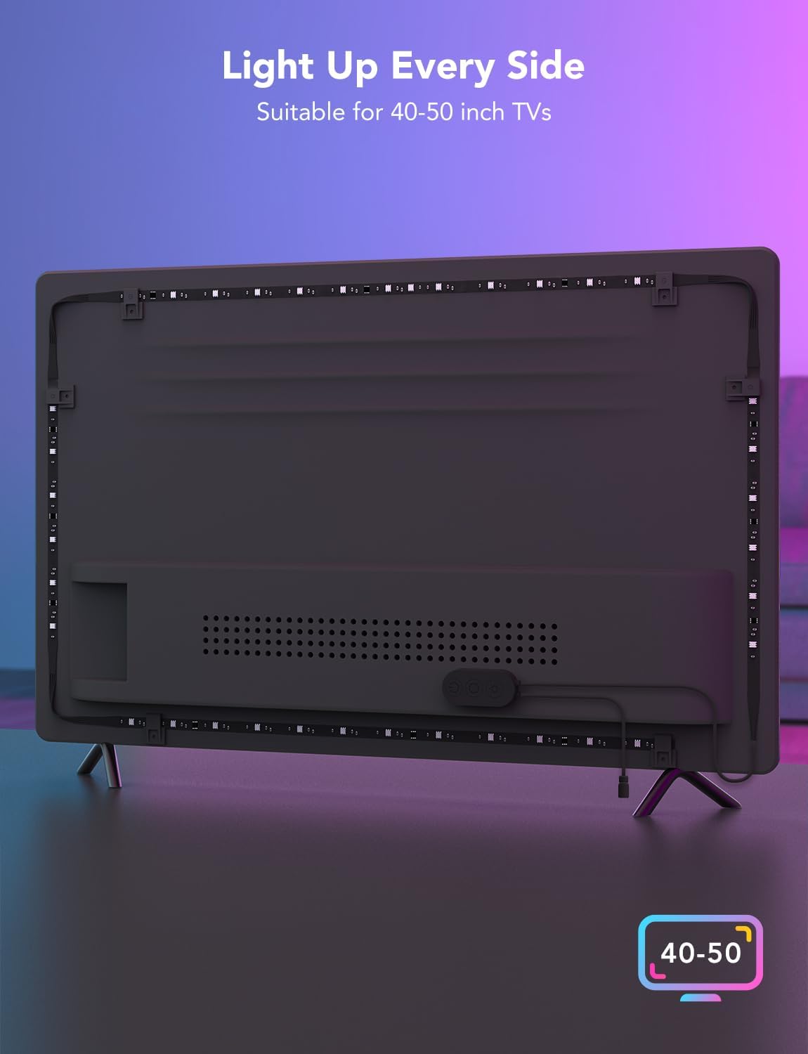Govee TV LED Backlight Strip – Clean, Clutter-Free Ambient Lighting for 40-50 inch TVs, App Controlled