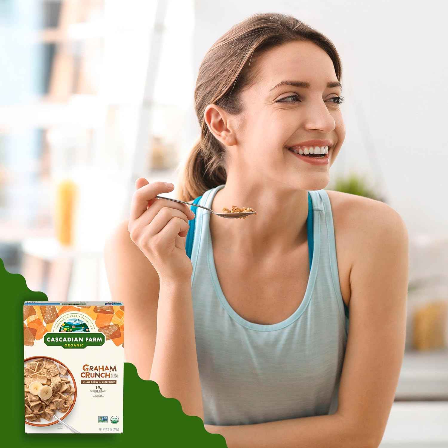 Cascadian Farm Organic Graham Crunch Cereal – Organic Breakfast Bowl for Alpha-Gal Friendly Comfort Food Routines