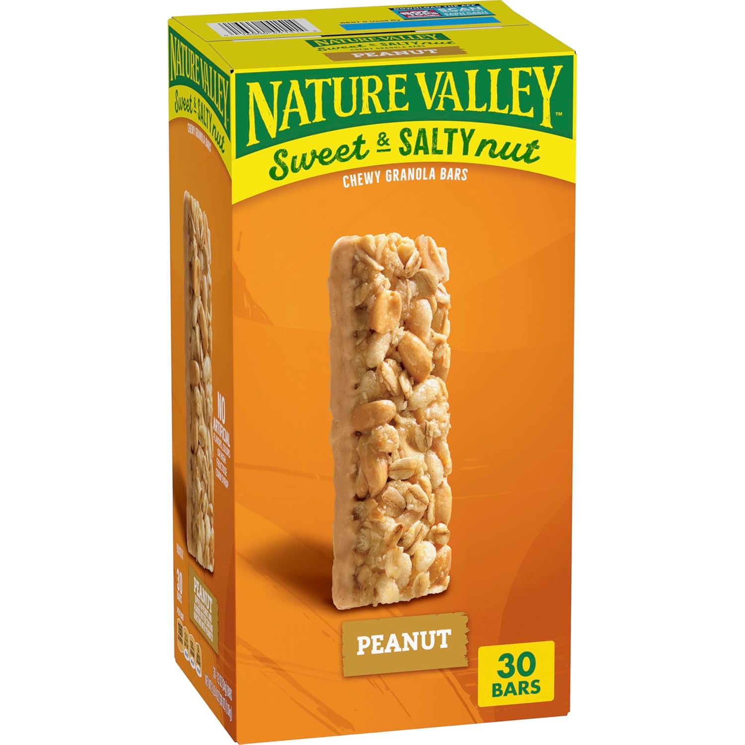 granola bar dipped in creamy peanut and almond butter coating