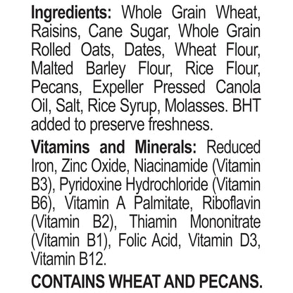Great Grains Raisin Date Pecan Breakfast Cereal – Fiber Rich Non-GMO Cereal for Cholesterol Conscious Adults, 16 oz