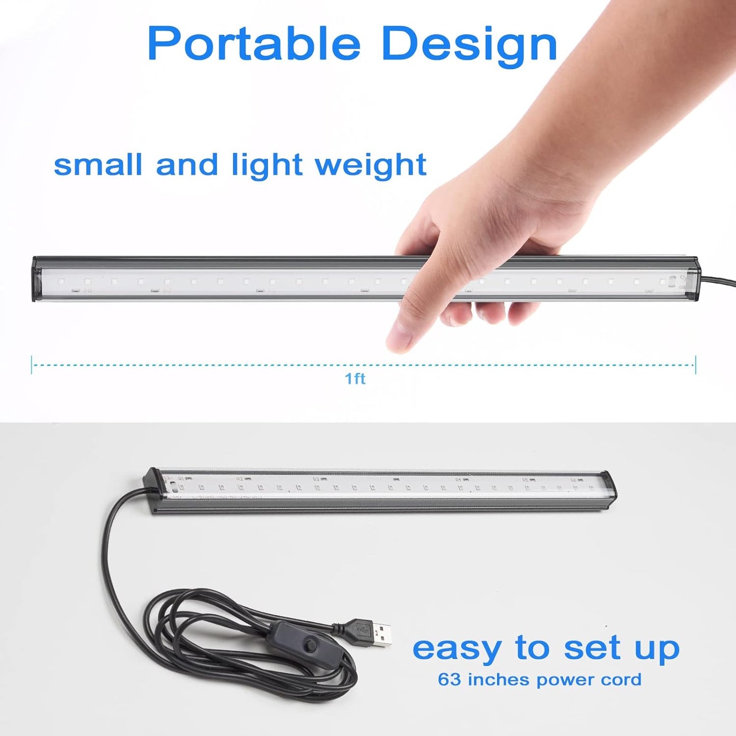 GREENIC USB Black Light Bar 2-Pack – Cool-to-Touch UV LED Strip for Playroom Decor and Glow Party Safety Lighting