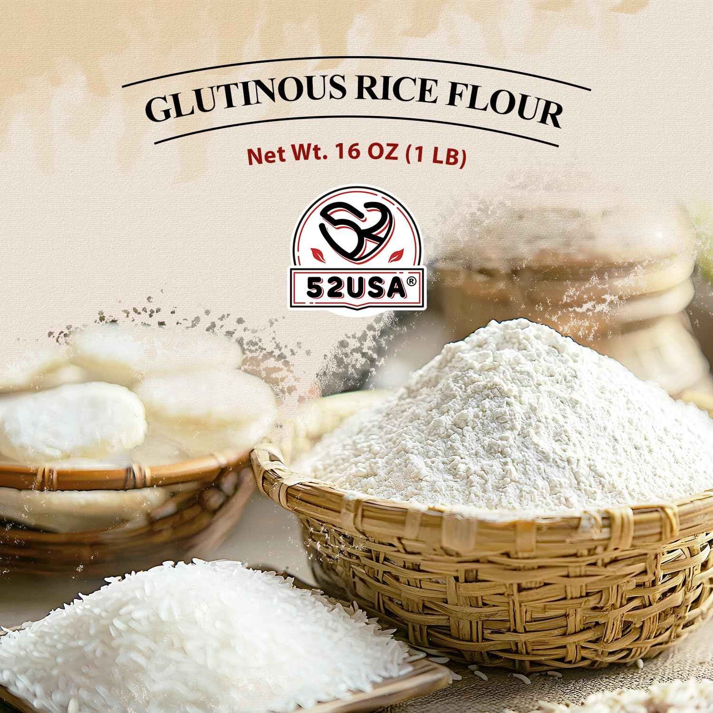 52USA Glutinous Rice Flour – Pretty Pantry Flour for Styled Open Shelving Kitchens