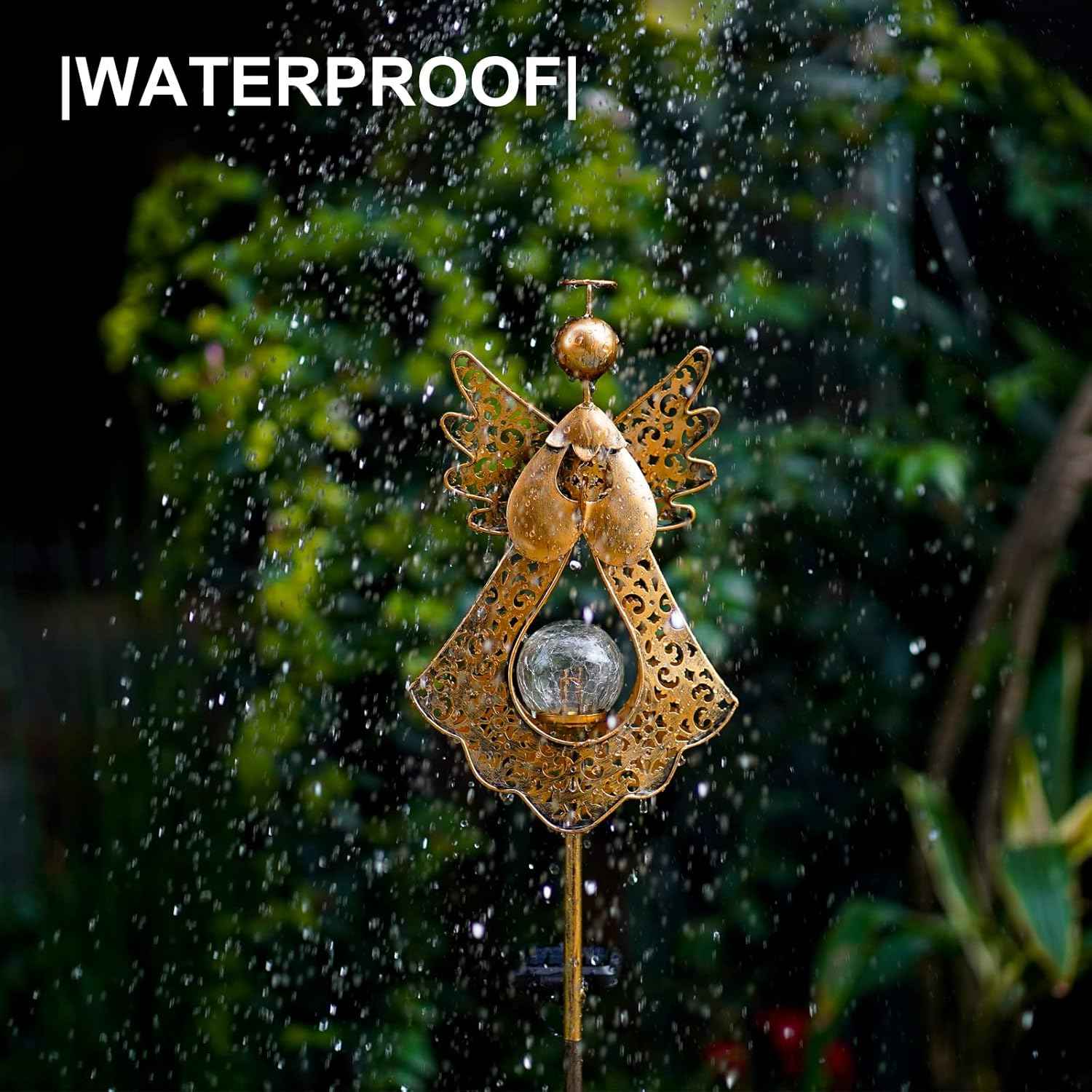Starryfill Angel Solar Stake Light – Weatherproof Garden and Lawn Decor, 40.5" Bronze Finish