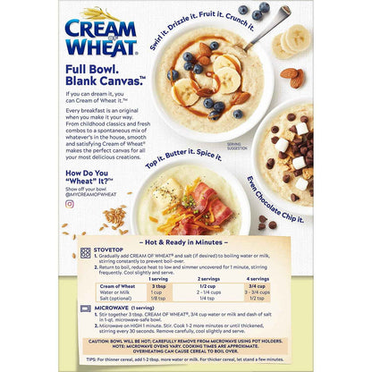 Cream of Wheat Original Hot Cereal – 1-Minute Microwave Hot Cereal for the Office Break Room Morning