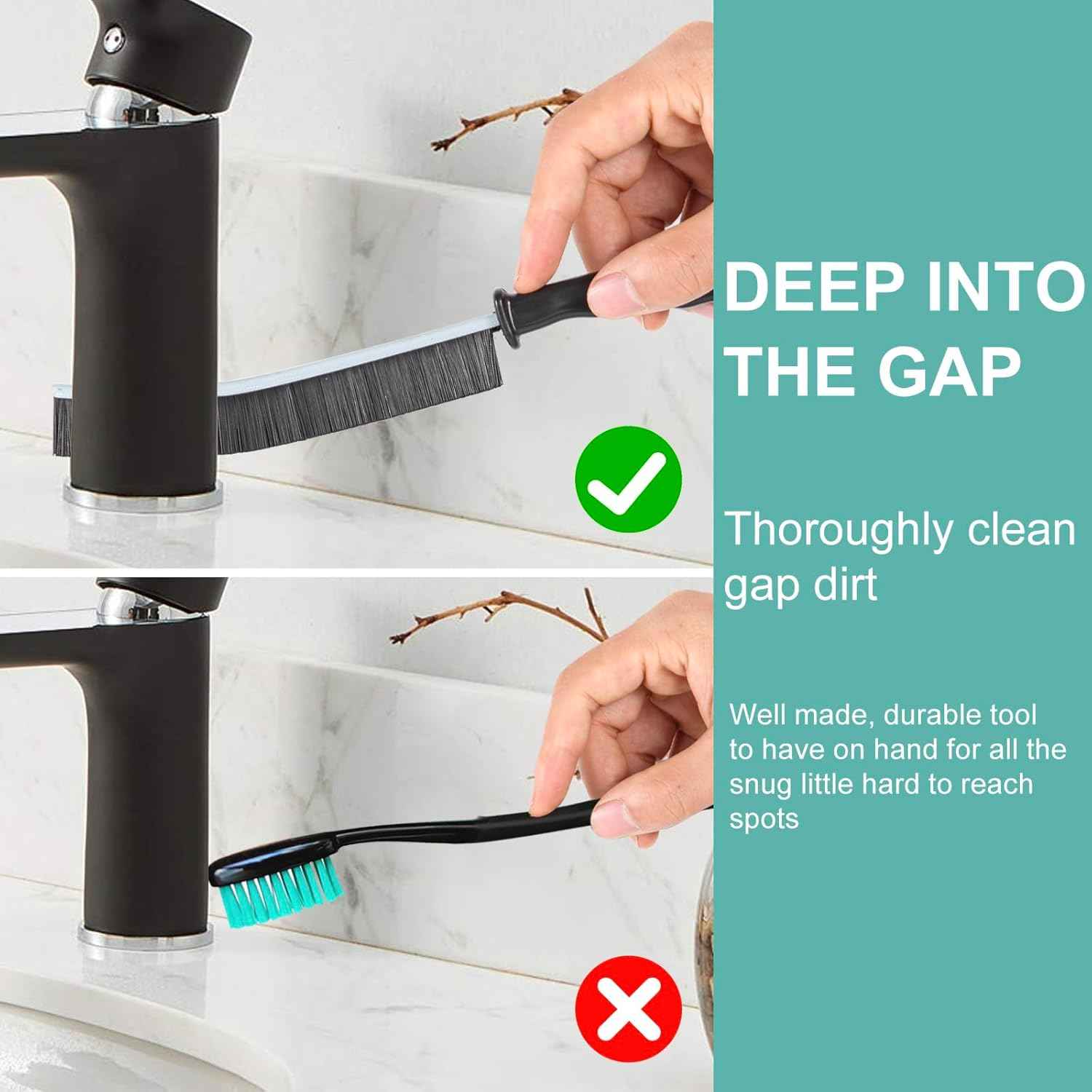 ECOZAY Hard-Bristled Gap Brush – Living Space Upgrade for Sparkling Tile Seams and Window Tracks