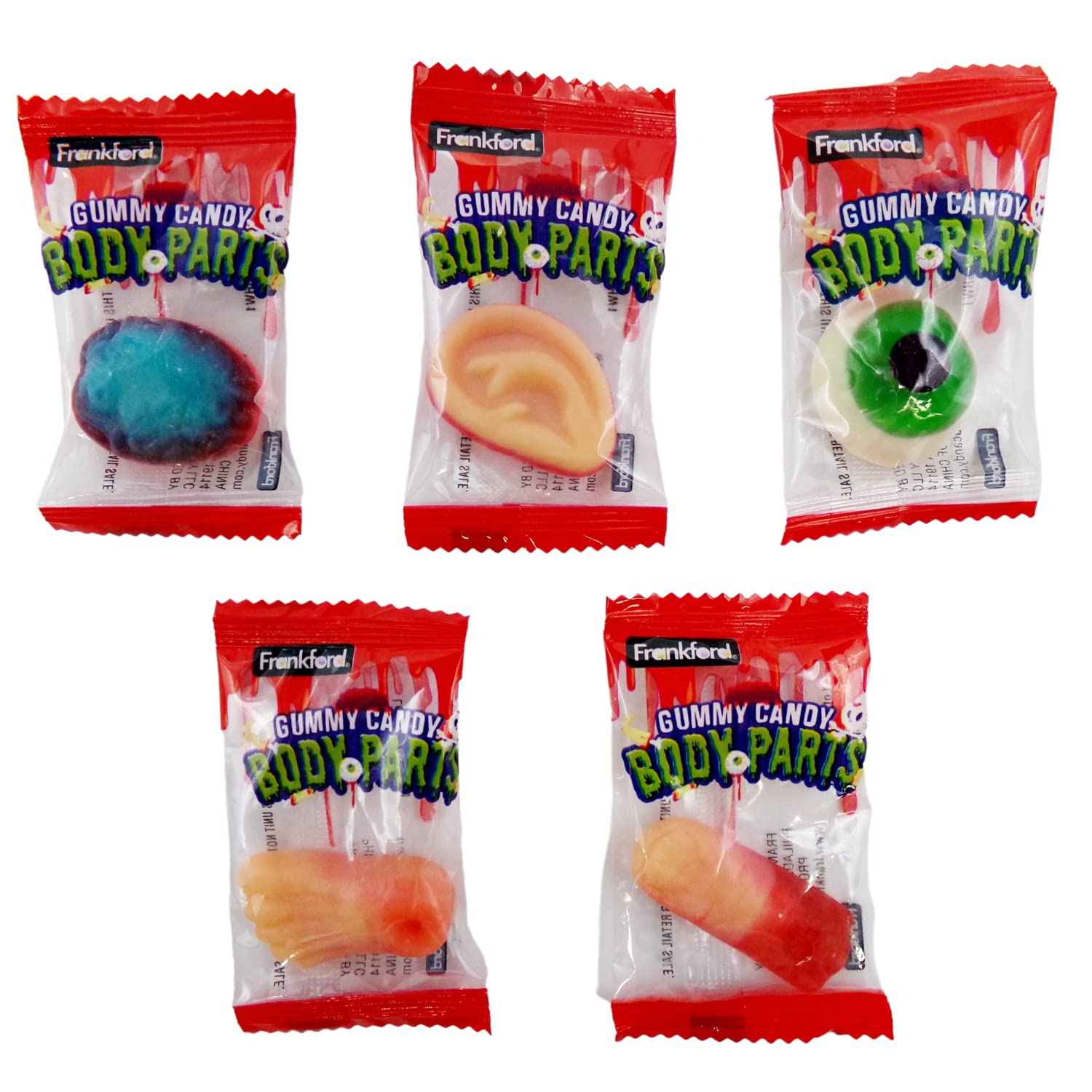 Frankford Halloween Gummy Candy Body Parts (50 Count) – Driveway Trick-or-Treat Station Candy for Halloween Night