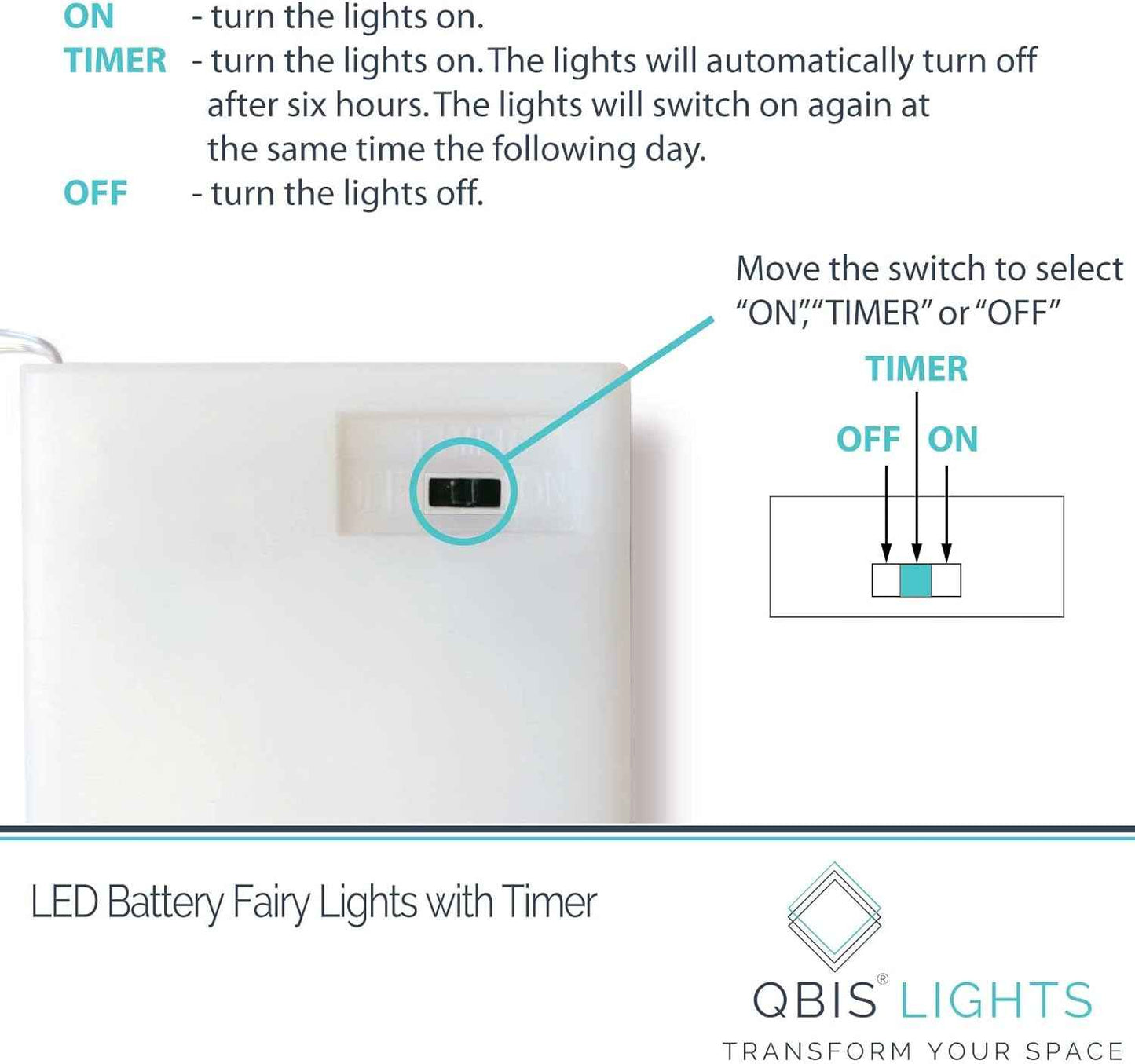 QBIS Warm White Fairy Lights – Battery Operated 6.5ft Silver Wire for Cozy Bedroom Shelf and Headboard Accent Lighting