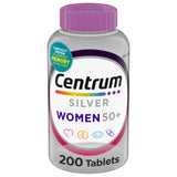 Centrum Silver Women's 50 Plus Multivitamin – Everyday Vitality Supplement for Bathroom Counter Wellness, Non-GMO and Gluten-Free - 200 Ct
