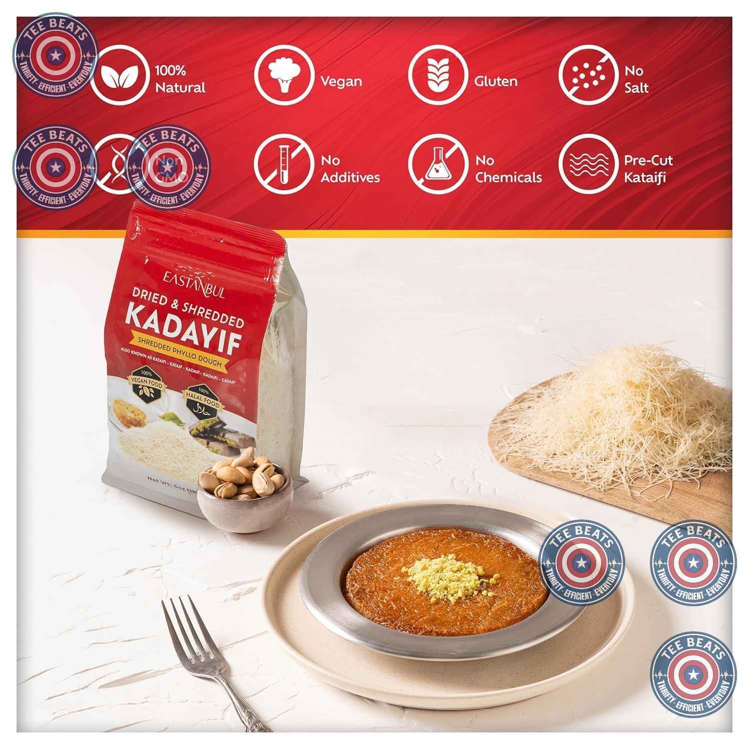 Eastanbul Dried Kadayif Pastry – Pure Two-Ingredient Wellness Baking Staple, Wheat Flour and Water Only Shredded Phyllo for Clean Dessert Making, 6oz