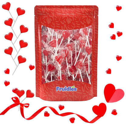 Fruidles Strawberry Heart Suckers – Cute Housewarming and Galentine's Gift, Half-Pound Bulk Wrapped Candy