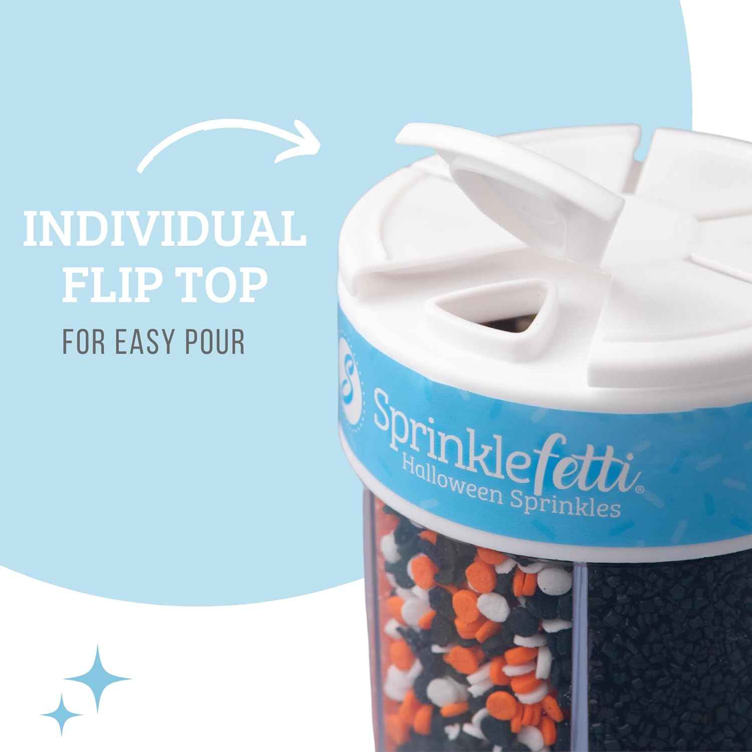 Sweets Indeed Halloween 6-Cell Sprinkle Jar – Efficient Bulk Sprinkle Variety for High-Volume Holiday Baking Sessions