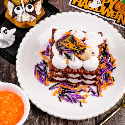 Halloween Dessert Table Centerpiece Sprinkles, 4-Bottle Set with Eyeballs, Pumpkins, and Orange Sugar