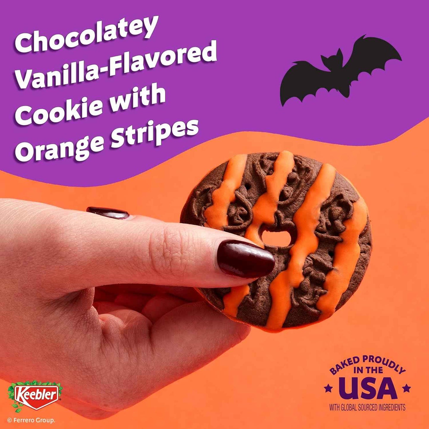 Keebler Spookie Fudge Stripes Cookies – Halloween Lunch Box Treat for Kids' Lunches and School Snacks, 9.5 oz Pack