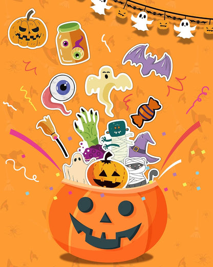 Halloween Laptop Stickers for Student and Remote Worker – 300 Vinyl Sticker Pack for Workspace