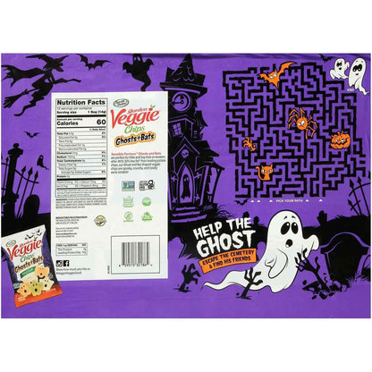 Sensible Portions Garden Veggie Ghosts & Bats Sea Salt Chips 0.5 oz Bag, 12 ct – Halloween Care Package Gift for Families with Kids