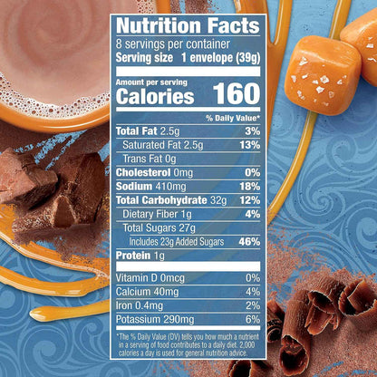 Swiss Miss Salted Caramel Cocoa Mix – Easy Travel Cocoa for Camping Trips and Outdoor Fall Evenings, 1.38 oz Envelopes, 8-Count