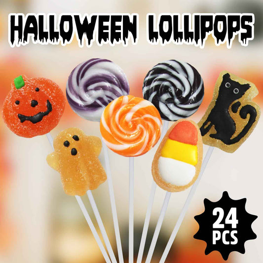 Yumzo Halloween Lollipops Bulk 24 Count – Safe Sealed Candy Treats for Kids Party Favors and Trick or Treat Night