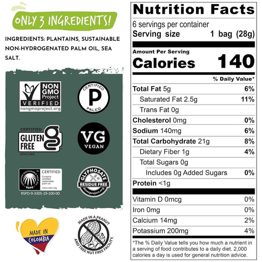 ARTISAN TROPIC Plantain Strips Sea Salt - Travel-Friendly Crunch for Road Trips and Flights, 1oz Bags