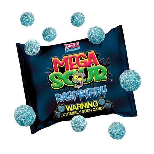 Barnetts Mega Sour Raspberry Candy 200g – Novelty Stocking Stuffer and Retro Gift Hamper Treat for Sour-Candy Lovers