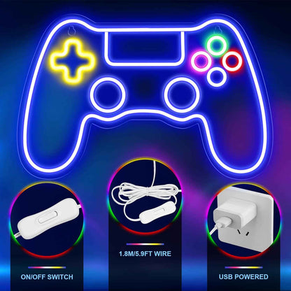 Kavaas Gamer Neon Sign – Awesome Birthday Gift for Teen Boys, LED Game Controller Wall Light for Gaming Room