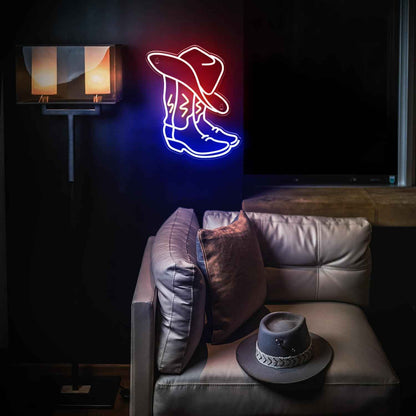 Kavaas Cowboy Boot Neon Sign – Western Birthday Gift for Him and Her, Western-Themed Home Bar and Man Cave Decor Light