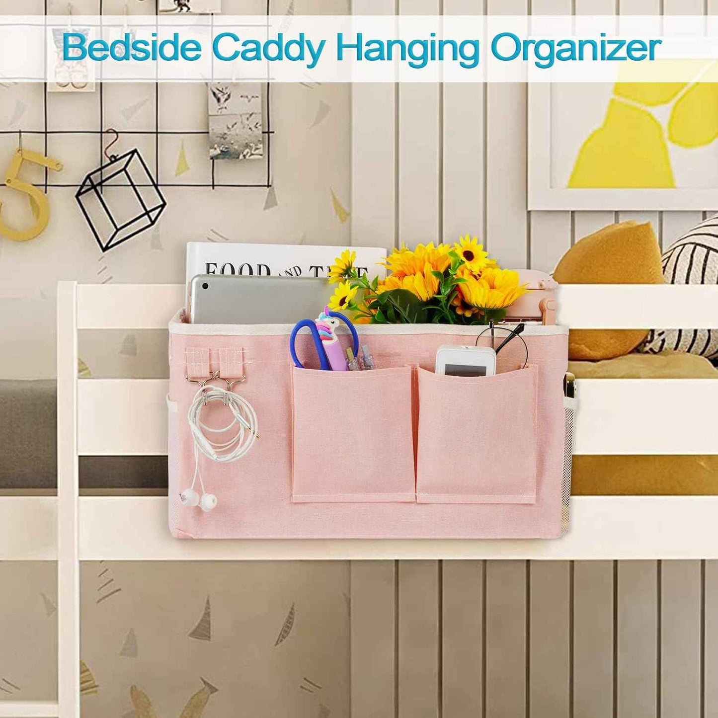 Bed Rail Organizer – Less-Is-More Nightstand Alternative in Grey, White, and Black
