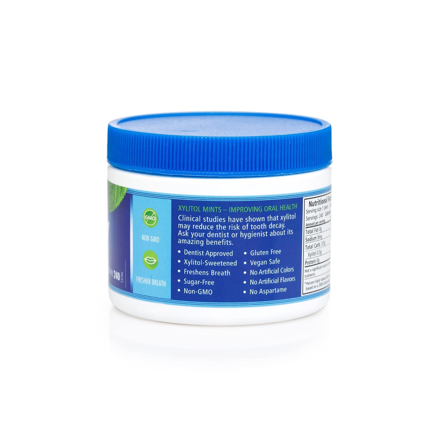 hard-candy format designed for slow dissolution, maximizing saliva stimulation and breath contact time