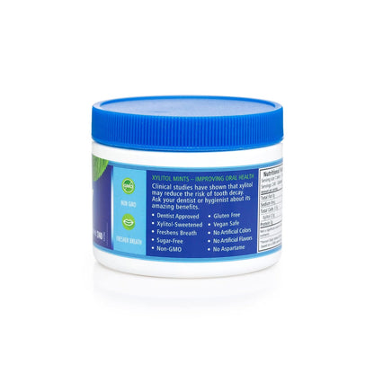 hard-candy format designed for slow dissolution, maximizing saliva stimulation and breath contact time