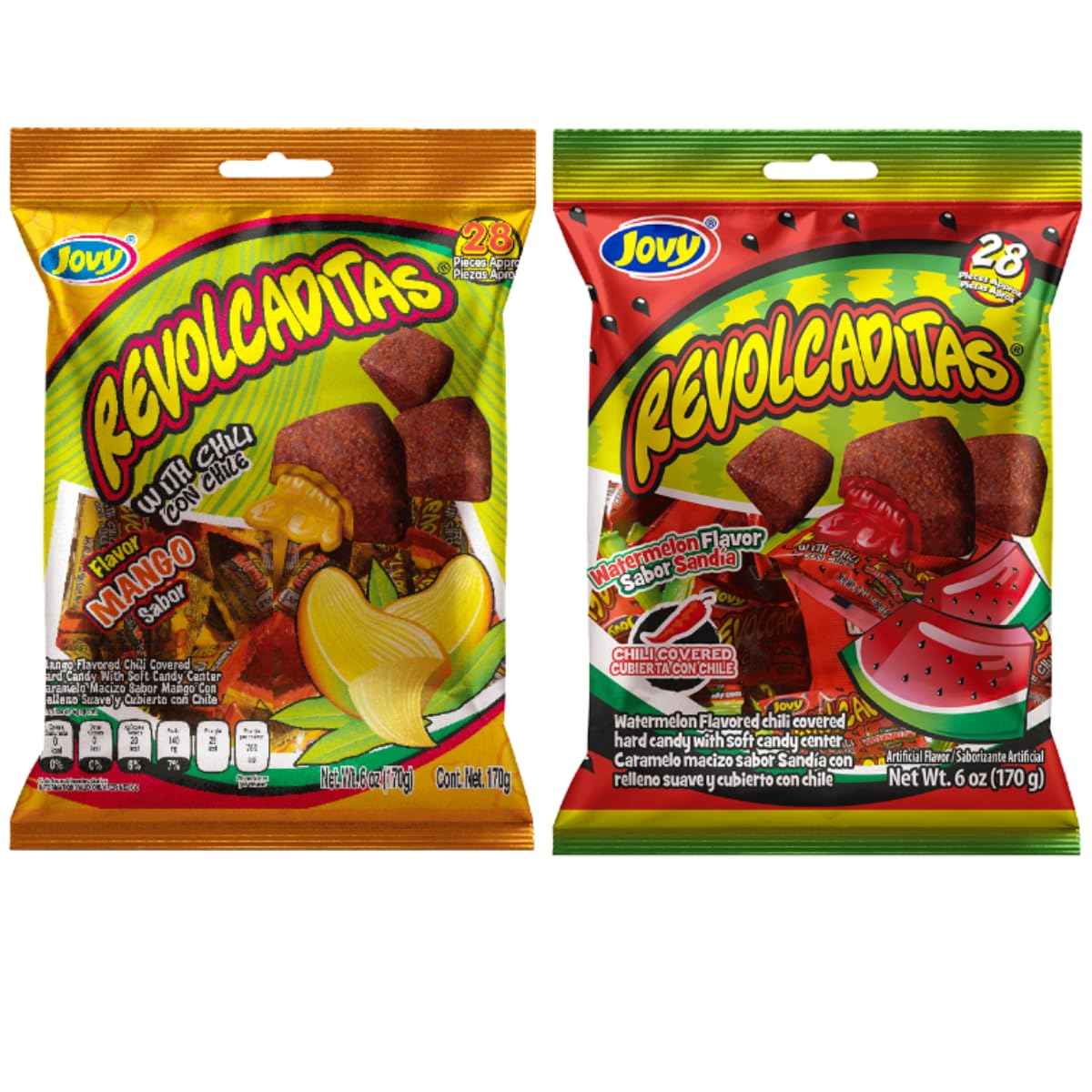 Sweetzo Sweet and Spicy Chili Hard Candy – Portable Snacks for Camping Trips and Picnics, Watermelon Mango Individually Wrapped Bags