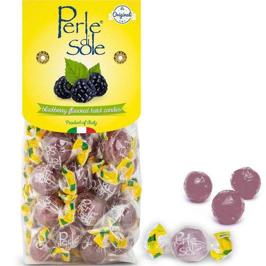 Perle di Sole Blackberry Italian Hard Candy Individually Wrapped – Kid-Friendly Lunchbox Treat, Single-Serve Portion-Controlled Candy