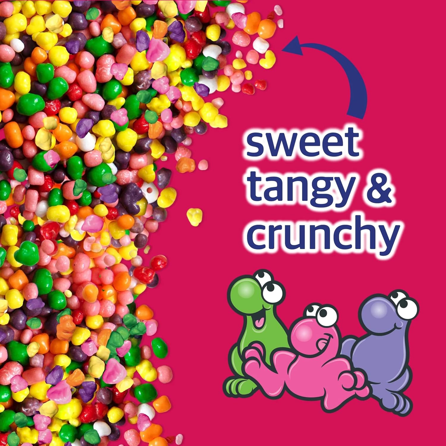 hard crunchy candy shell delivering tangy-then-sweet flavor profile