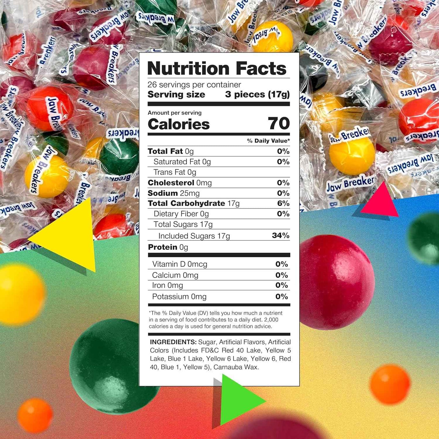 Jawbreakers Hard Candy – 1 lb Bulk Bag for Carnival Booths, Church Events, and School Fairs