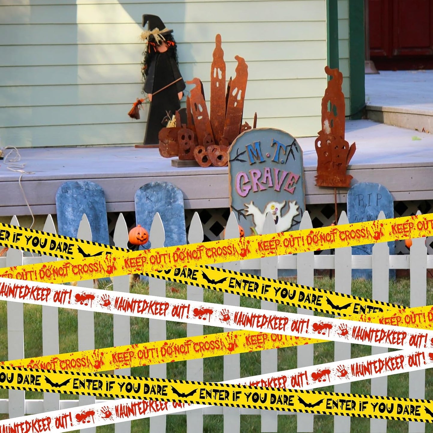 HauntHouse Halloween Caution Tape Set – Spooky Housewarming Gift for New Homeowner Party Hosts