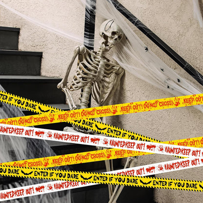 HauntHouse Halloween Caution Tape Set – Spooky Housewarming Gift for New Homeowner Party Hosts