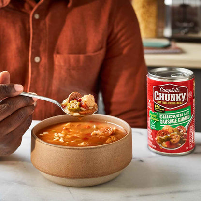 Campbell's Chunky Healthy Request Chicken and Sausage Gumbo Soup, 18.8 Oz Can – Home Office Focus Break Heat-and-Eat Meal