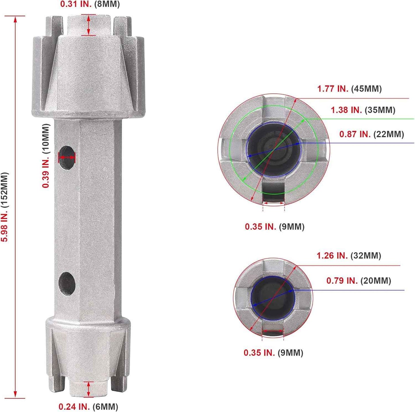HAUTMEC PL0030 Tub Drain Wrench – Portable Plumbing Tool for Pool House and Outdoor Shower Repairs