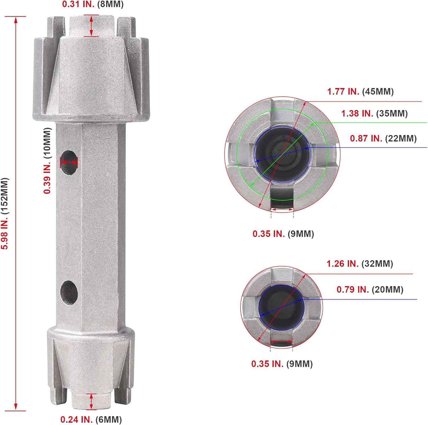 HAUTMEC PL0030 Tub Drain Wrench – Portable Plumbing Tool for Pool House and Outdoor Shower Repairs
