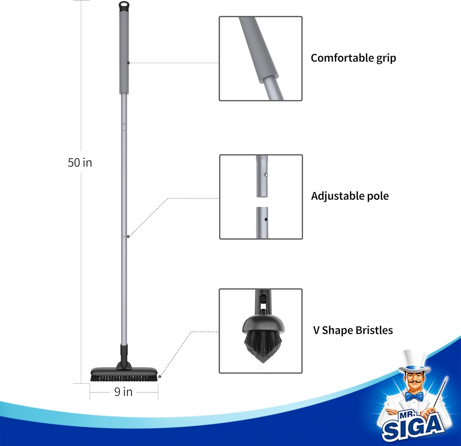 heavy-duty plastic brush head with alloy steel reinforcement