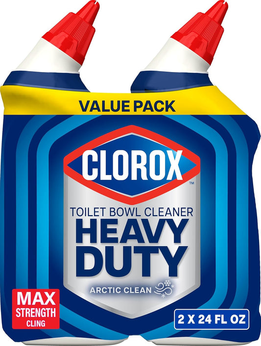 heavy duty stain and ring remover with 2x stain-fighting power vs. clorox bleach toilet bowl cleaner