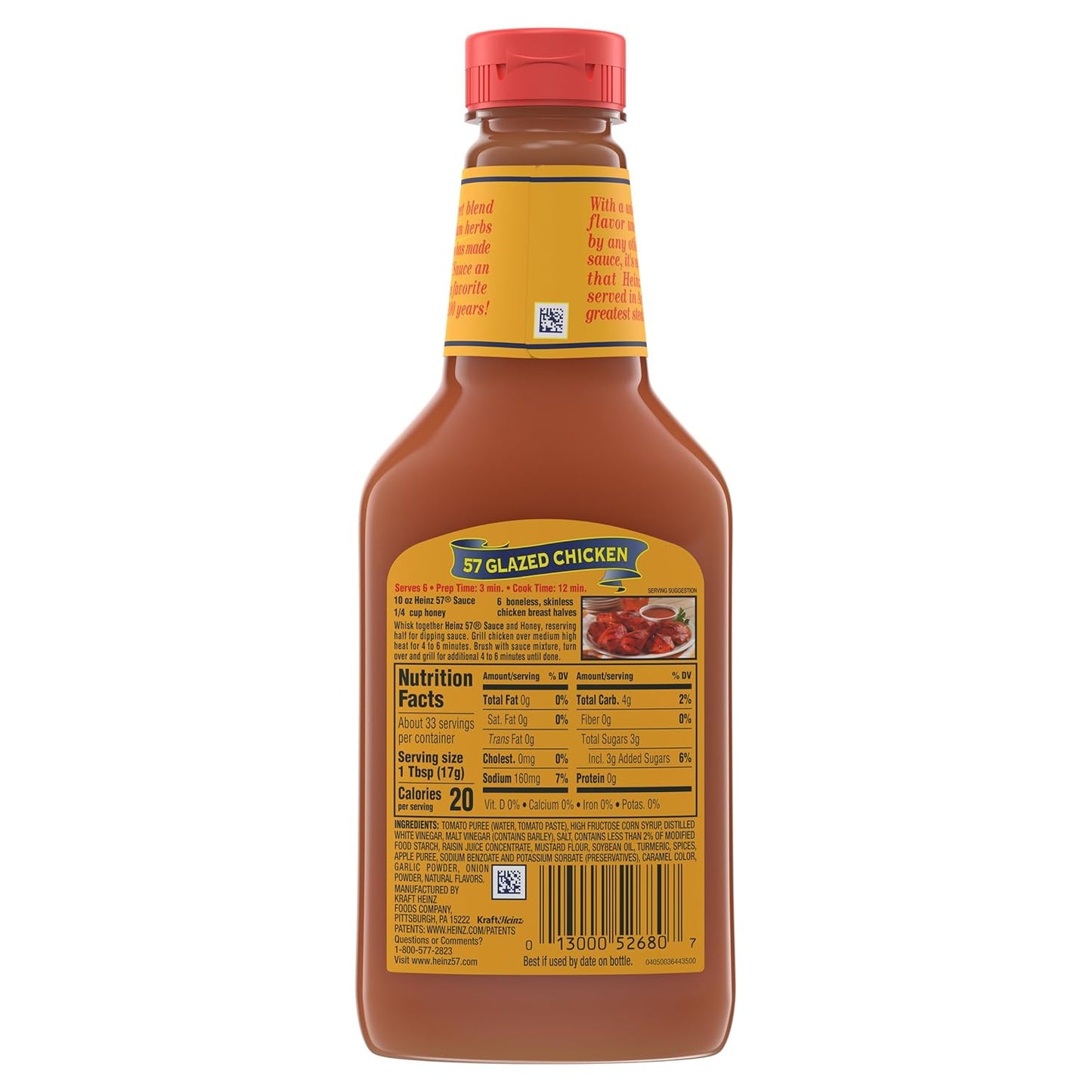 Heinz 57 Original Sauce for Tailgate Cookouts, Portable 20 oz Bottle for Grilling Chicken and Brisket