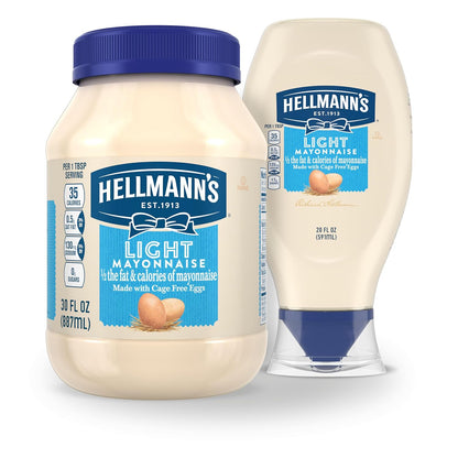 Hellmann's Light Mayonnaise Squeeze Bottle – Portable Backyard BBQ Condiment for Grilled Burgers and Sandwiches