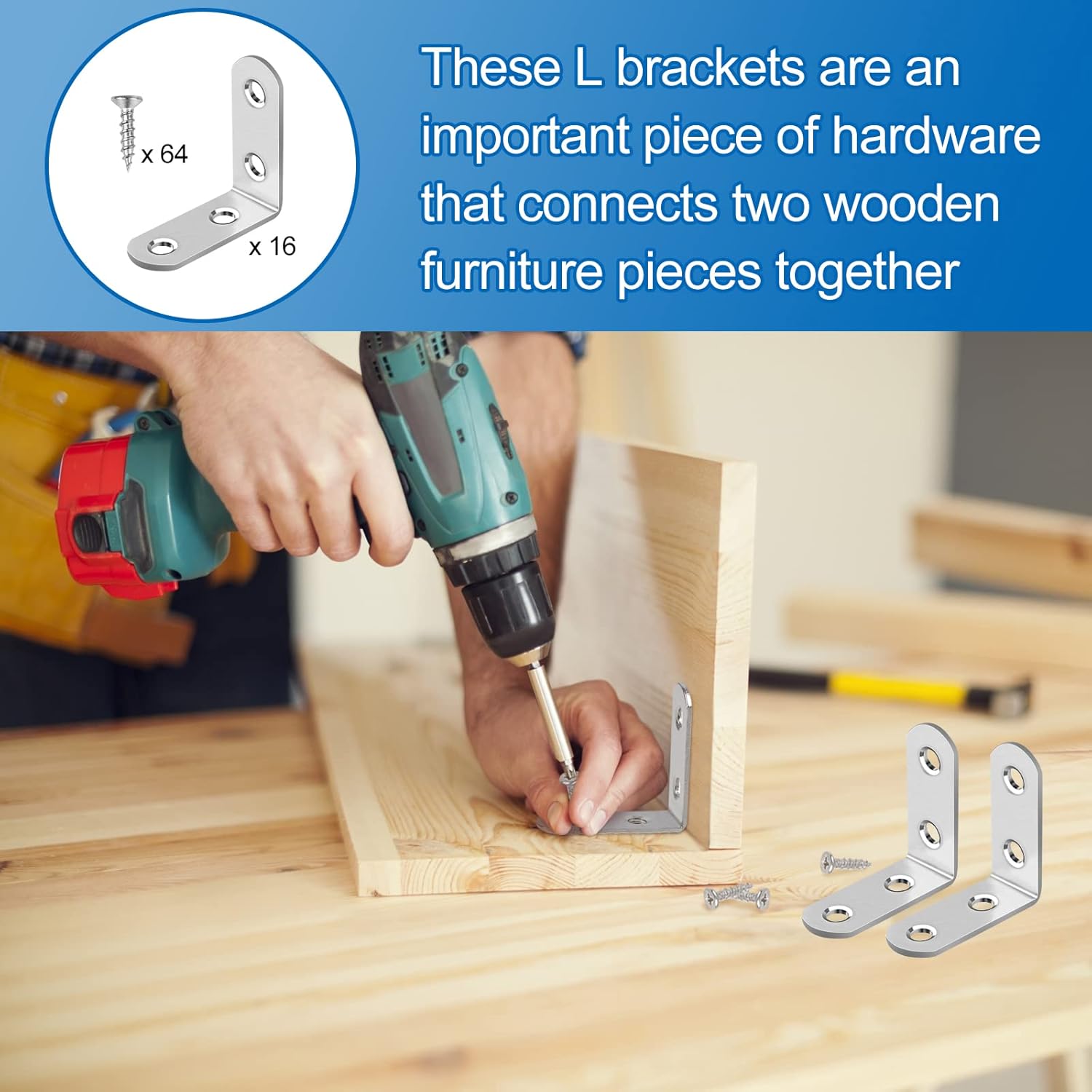 HENSUN L Bracket Set – Child-Safe Furniture Repair, Rounded Edge Stainless Steel Braces for Wobbly Chairs and Tables