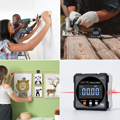 HERRMILL Digital Laser Inclinometer - Workshop Productivity Upgrade for Cabinet Makers, USB-C Rechargeable Angle Gauge with Backlight