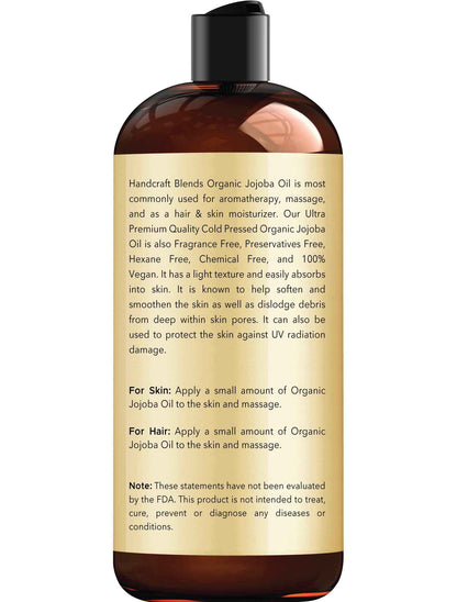 Handcraft Blends Cold-Pressed Jojoba Carrier – Lightweight Mixing Oil for Diffuser Recipes, Stress Relief Massage and Mood-Setting Blends