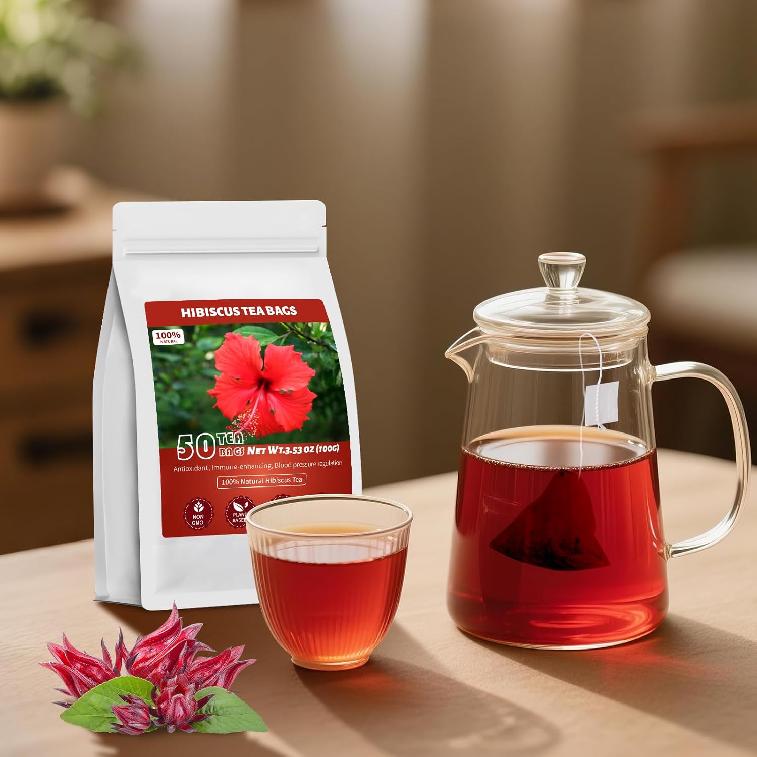 Hibiscus Tea Bags – Camping Morning Brew for Outdoor Dining, Lightweight Herbal Tea Sachets