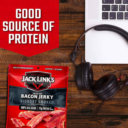 Jack Link's Bacon Jerky, Hickory Smoked – Keto Friendly High Protein Snack for Low Carb Diets and Macro Tracking