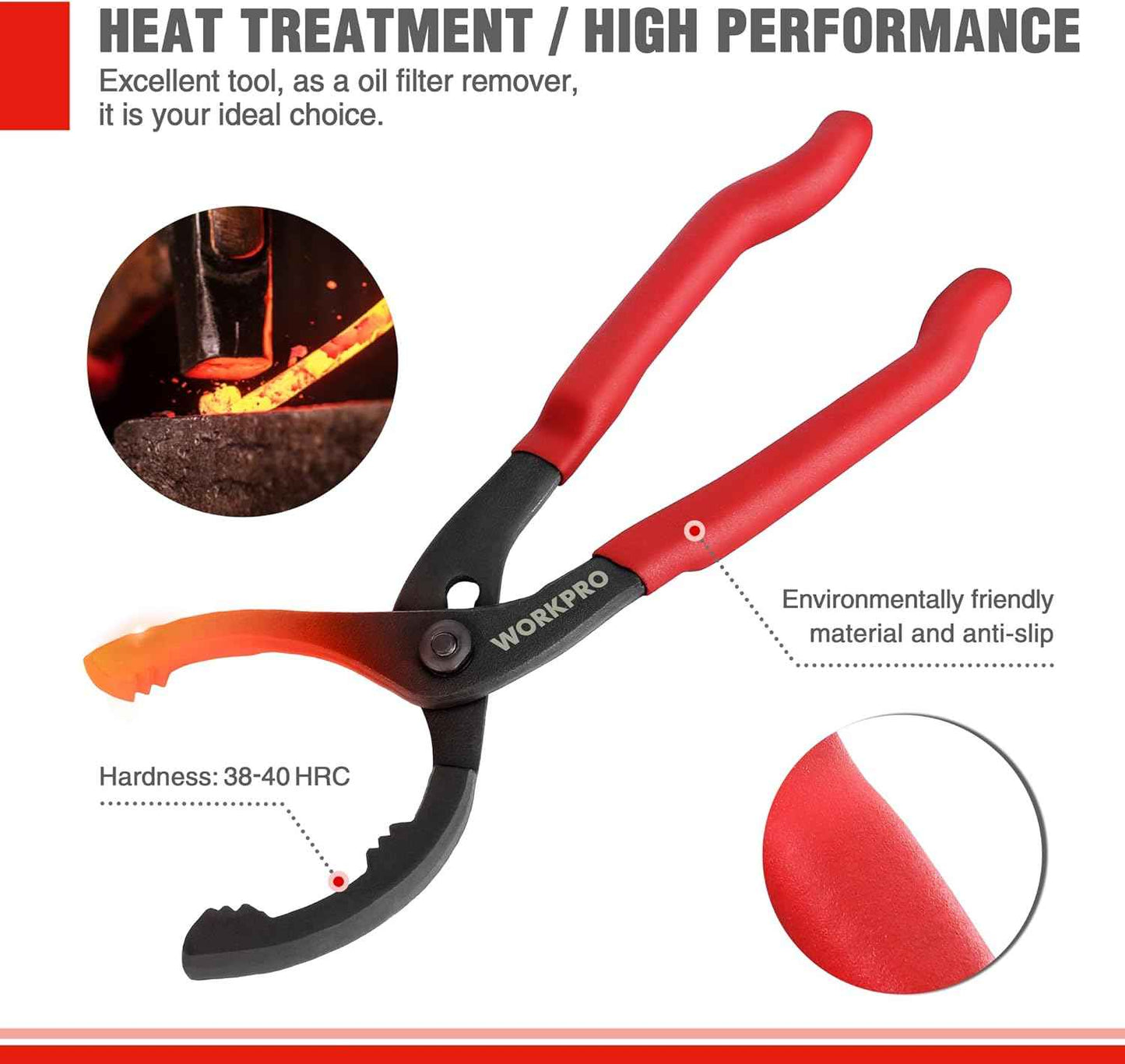 WORKPRO 12" Adjustable Oil Filter Pliers – Driveway Maintenance Tool, Removes Seized Filters Anywhere You Park